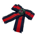 Gucci Brooch Dark Navy Bordeaux Multi Ribbon Bijoux