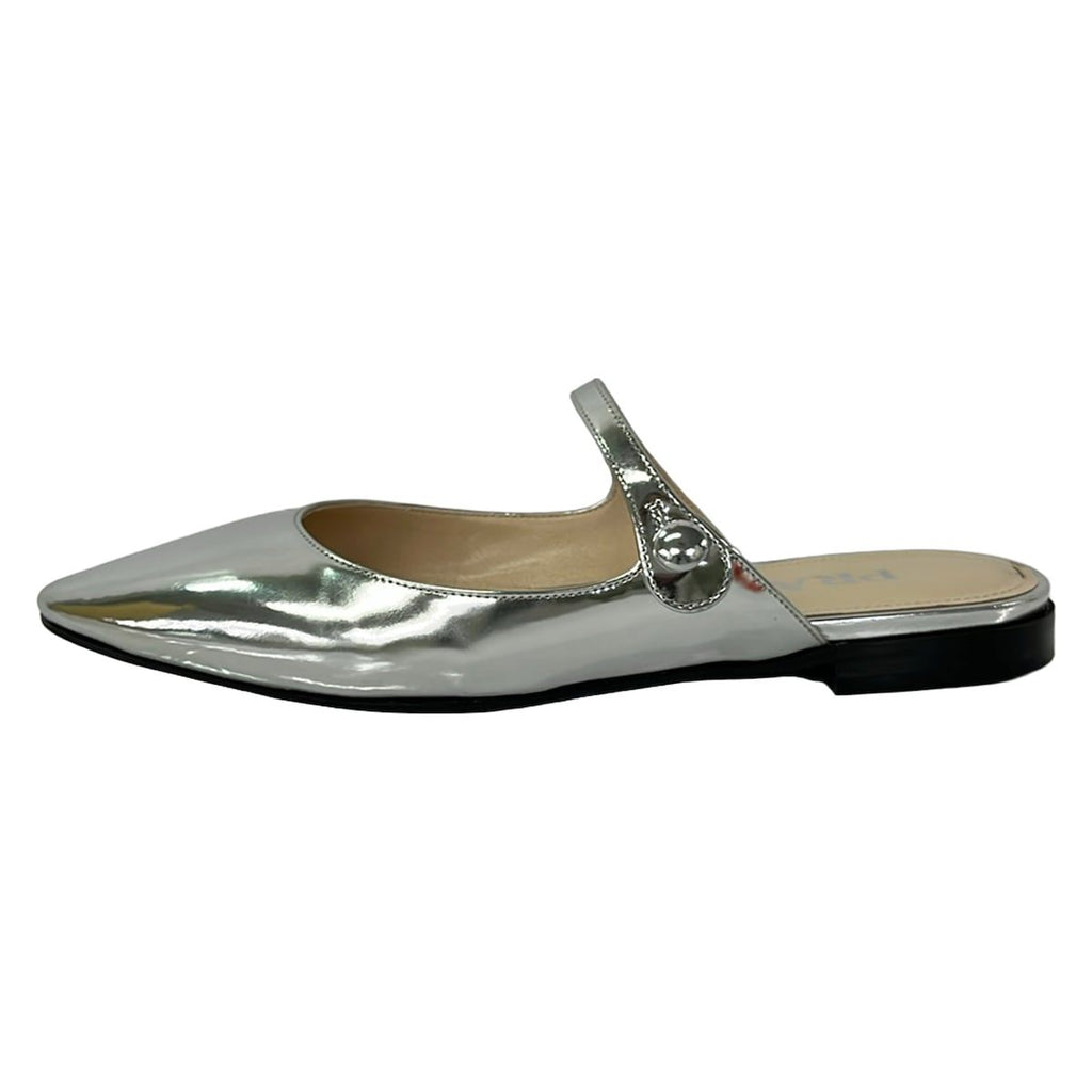 Prada Mules 35 Silver Leather