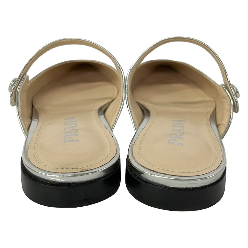 Prada Mules 35 Silver Leather — view 3