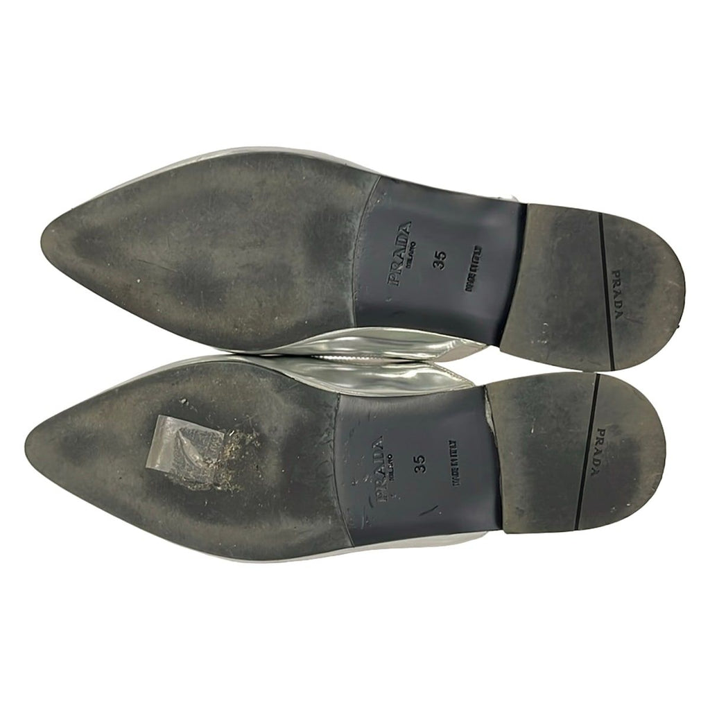Prada Mules 35 Silver Leather — view 4