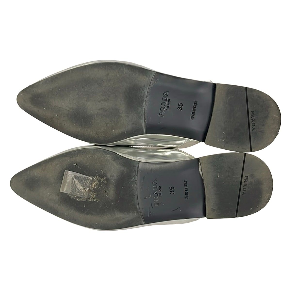 Prada Mules 35 Silver Leather — view 4