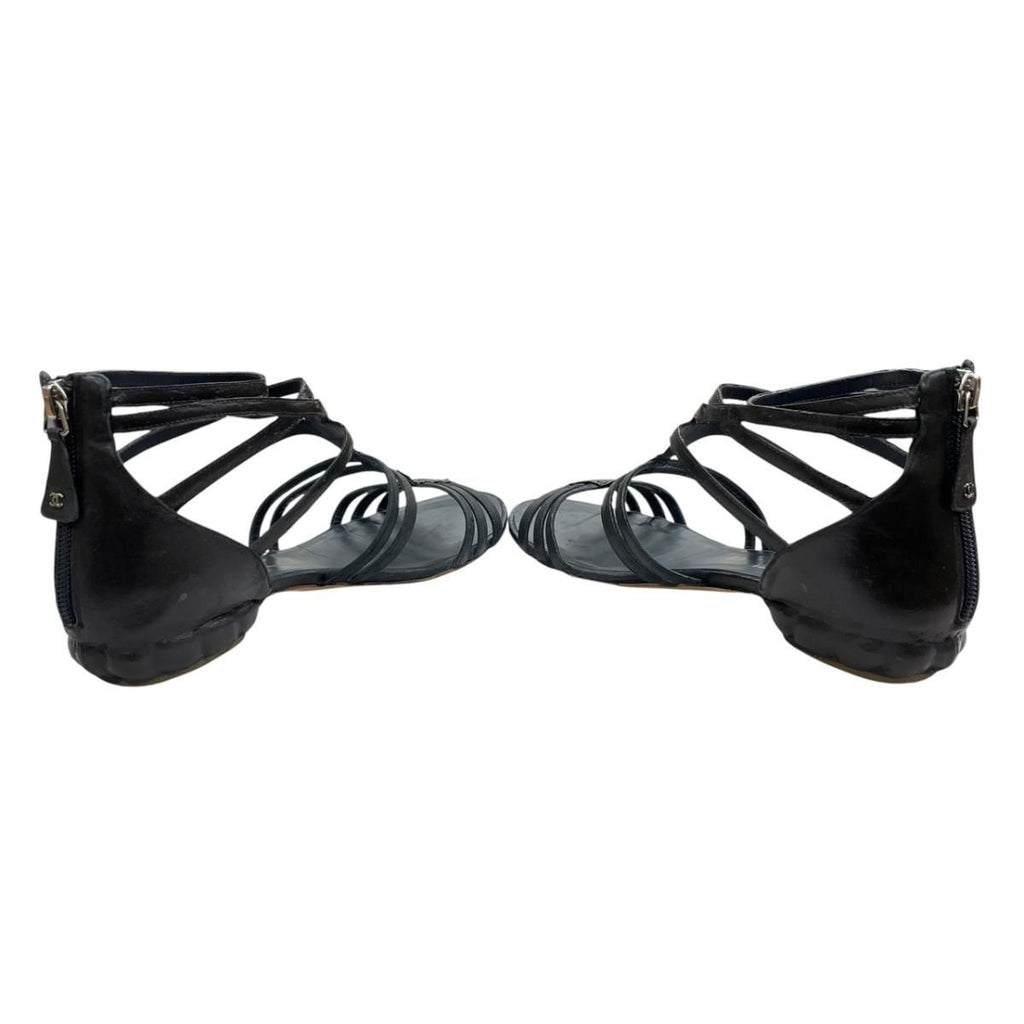 Chanel Flat Sandals Silver Black 37c — view 3
