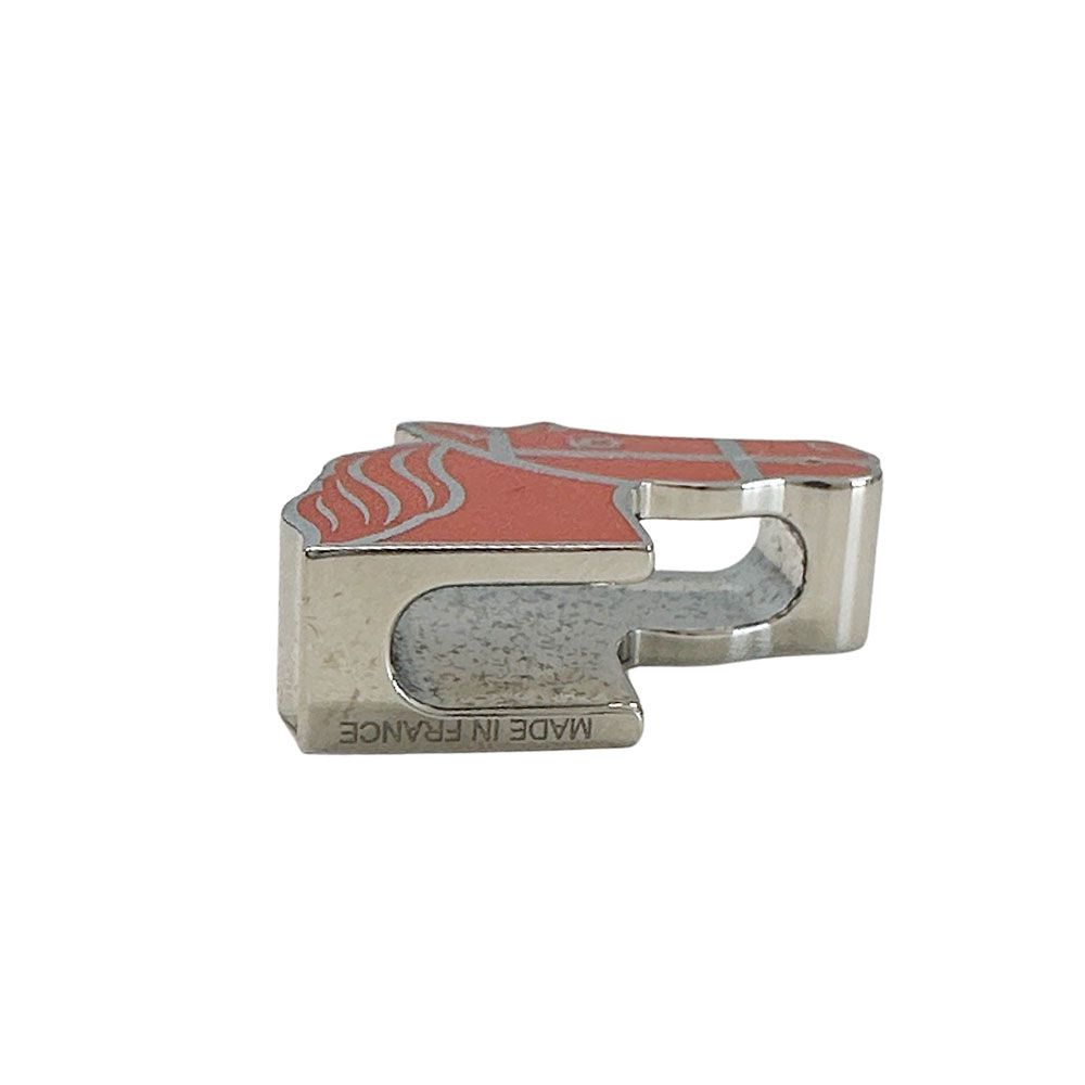 Hermes Scarf Ring Twirly Quadrige Metal Red Silver Horse — view 4