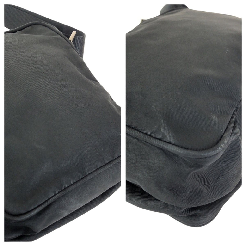 Prada Tessuto Black Silver Nylon Shoulder Bag Pochette — view 6