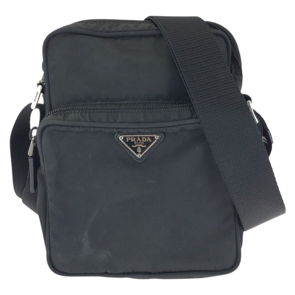 Prada Tessuto Black Silver Nylon Shoulder Bag Pochette