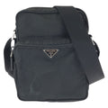 Prada Tessuto Black Silver Nylon Shoulder Bag Pochette