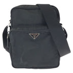 Prada Tessuto Black Silver Nylon Shoulder Bag Pochette