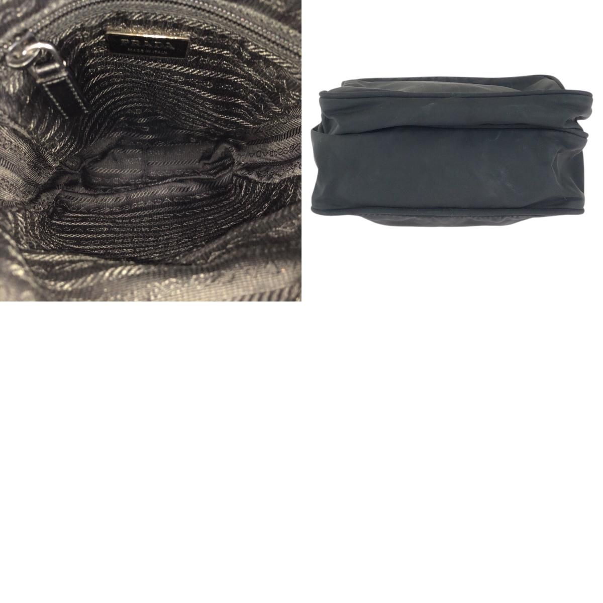 Prada Tessuto Black Silver Nylon Shoulder Bag Pochette — view 9