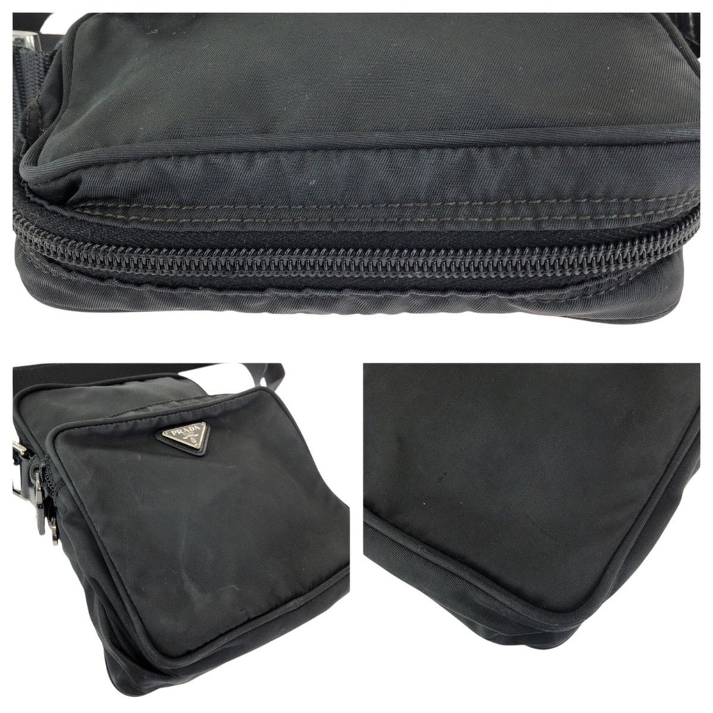 Prada Tessuto Black Silver Nylon Shoulder Bag Pochette — view 5