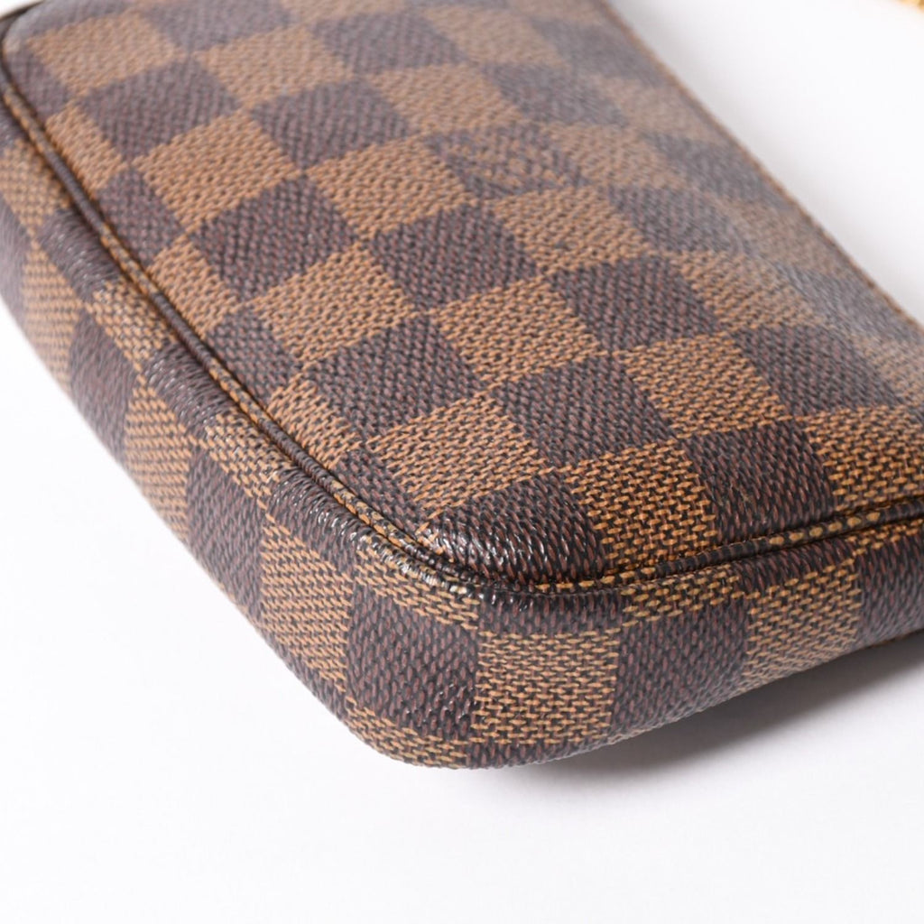 Louis Vuitton Damier Mini Pochette Accessoires Pouch Brown Gold — view 8