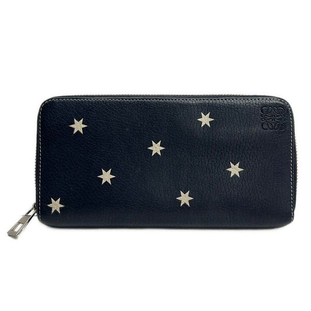 Loewe Wallet Zip Around Stars Navy Ivory Star Leather