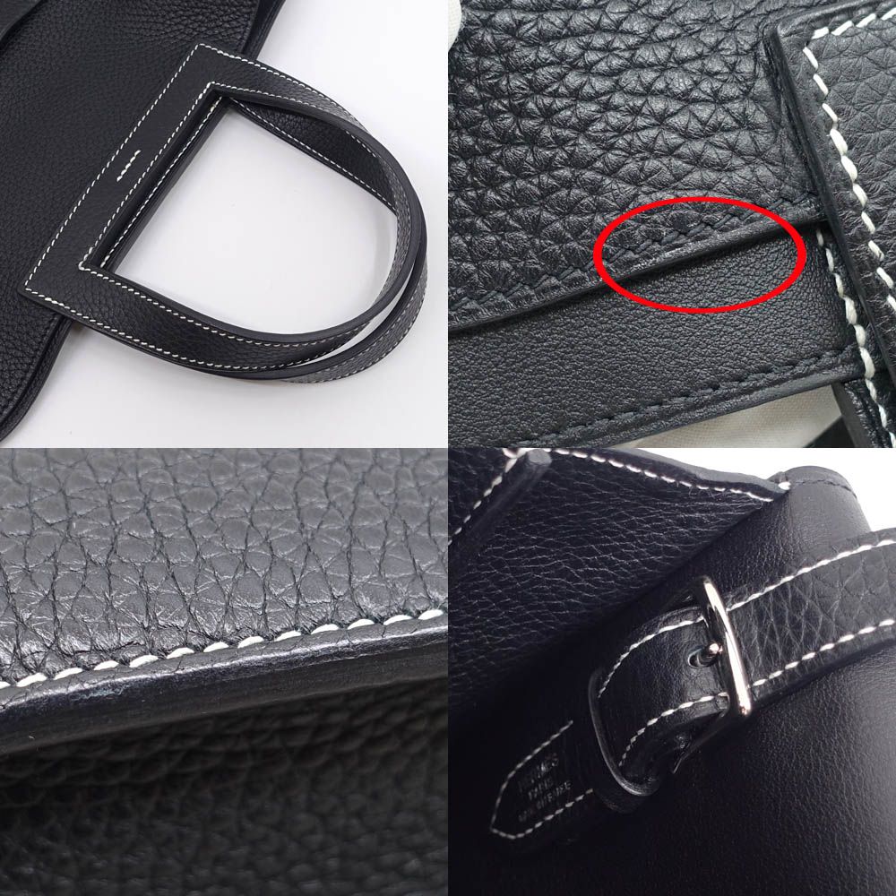 Hermes Halzan 31 Togo Black Silver Shoulder — view 7