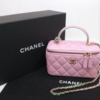 Chanel Quilted Vanity 2-Way Bag Lambskin Pink Green — view 9