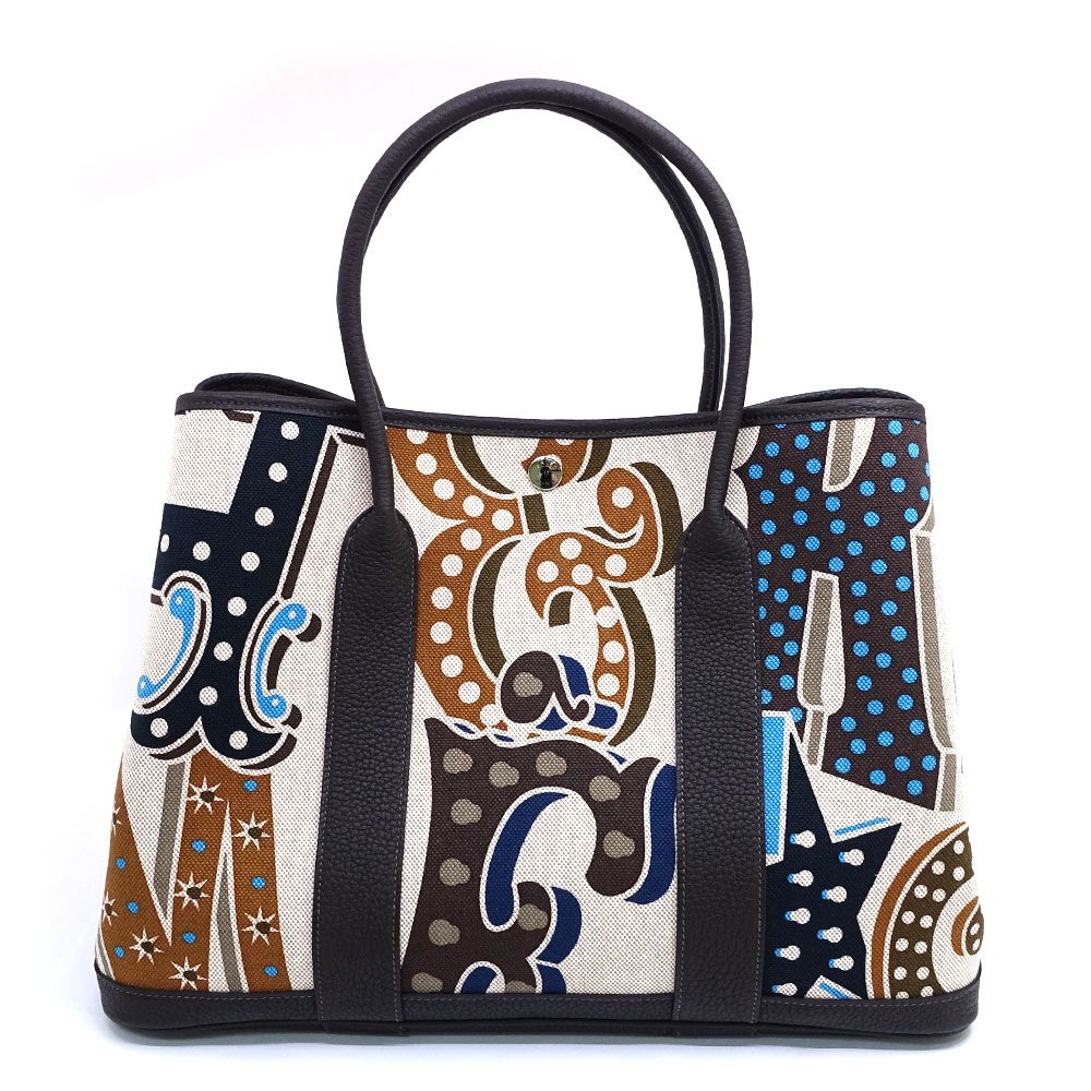 Hermes Garden Party ―pm Electric Handbag Around Toile Ash Plume Negonda — view 2