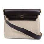 Hermes Herbag Zip 20 Mini Shoulder Bag Around Toile Ash Brown Gold