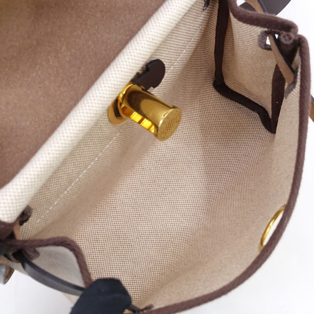 Hermes Herbag Zip 20 Mini Shoulder Bag Around Toile Ash Brown Gold — view 5