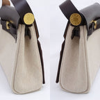 Hermes Herbag Zip 20 Mini Shoulder Bag Around Toile Ash Brown Gold — view 3