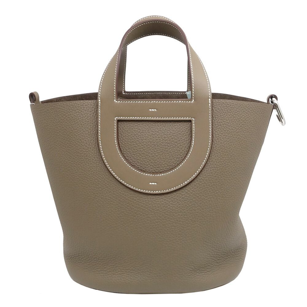 Hermes in the Loop 23 Handbag Taurillon Clemence Etoupe Gray Ju Kei Silver