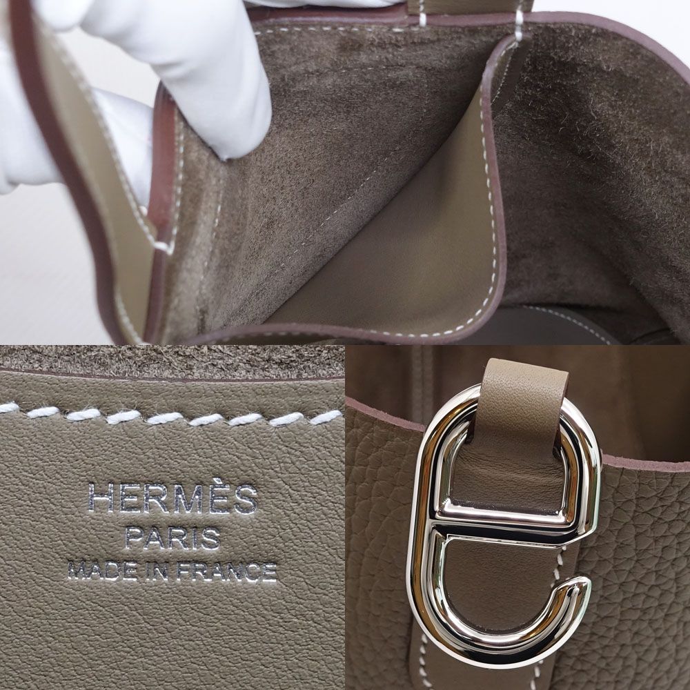Hermes in the Loop 23 Handbag Taurillon Clemence Etoupe Gray Ju Kei Silver — view 7
