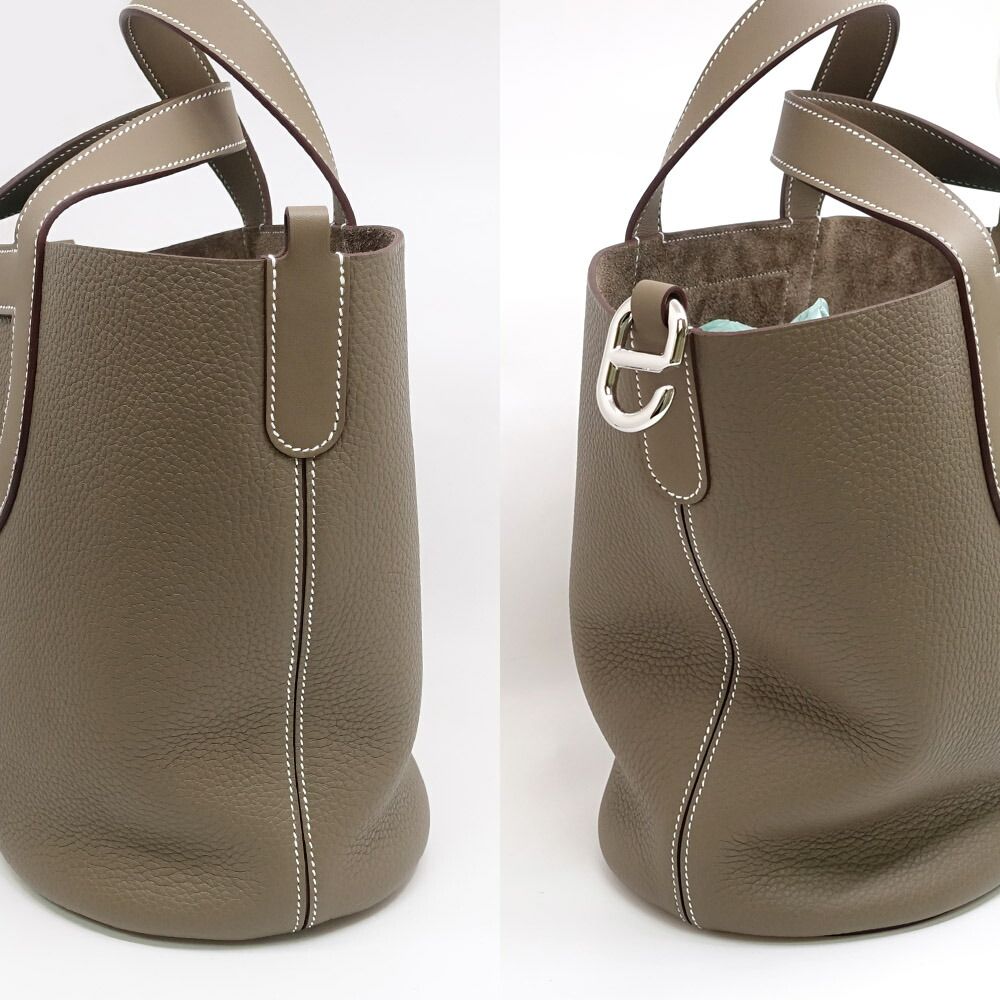 Hermes in the Loop 23 Handbag Taurillon Clemence Etoupe Gray Ju Kei Silver — view 3