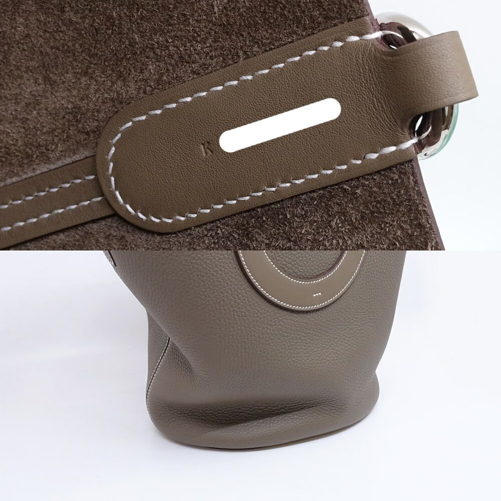 Hermes in the Loop 23 Handbag Taurillon Clemence Etoupe Gray Ju Kei Silver — view 8