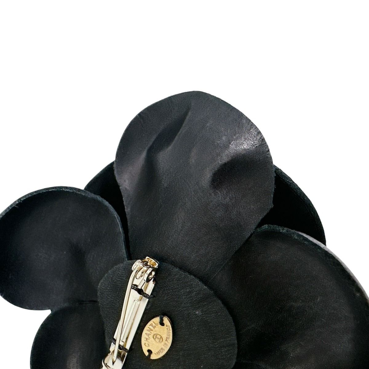 Chanel Shawl Band Corsage Camellia Brooch Black — view 5