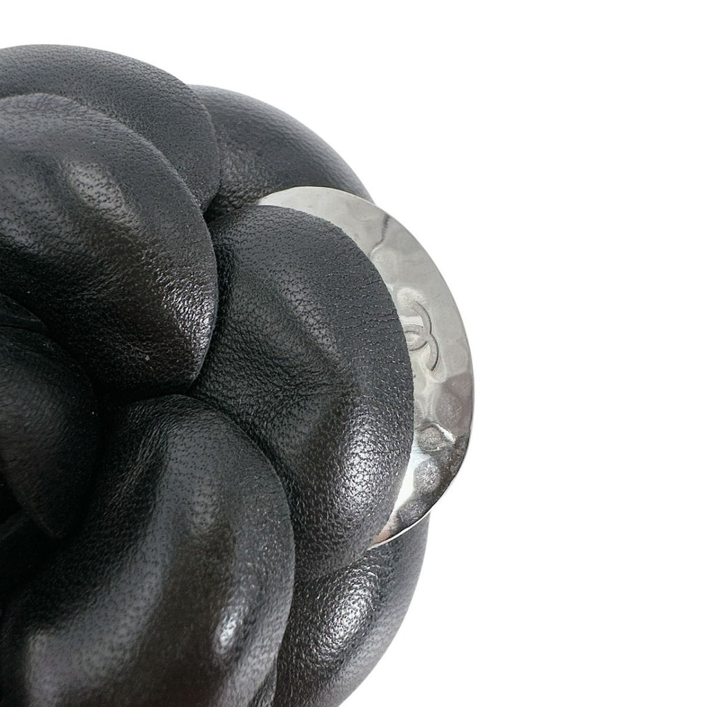 Chanel Shawl Band Corsage Camellia Brooch Black — view 4