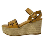 Louis Vuitton Sandals 38 Light Brown Perforated Espadrilles Wedge Sole Leather