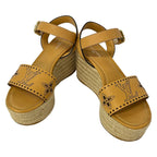 Louis Vuitton Sandals 38 Light Brown Perforated Espadrilles Wedge Sole Leather — view 2
