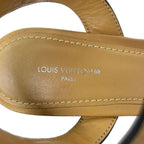 Louis Vuitton Sandals 38 Light Brown Perforated Espadrilles Wedge Sole Leather — view 5