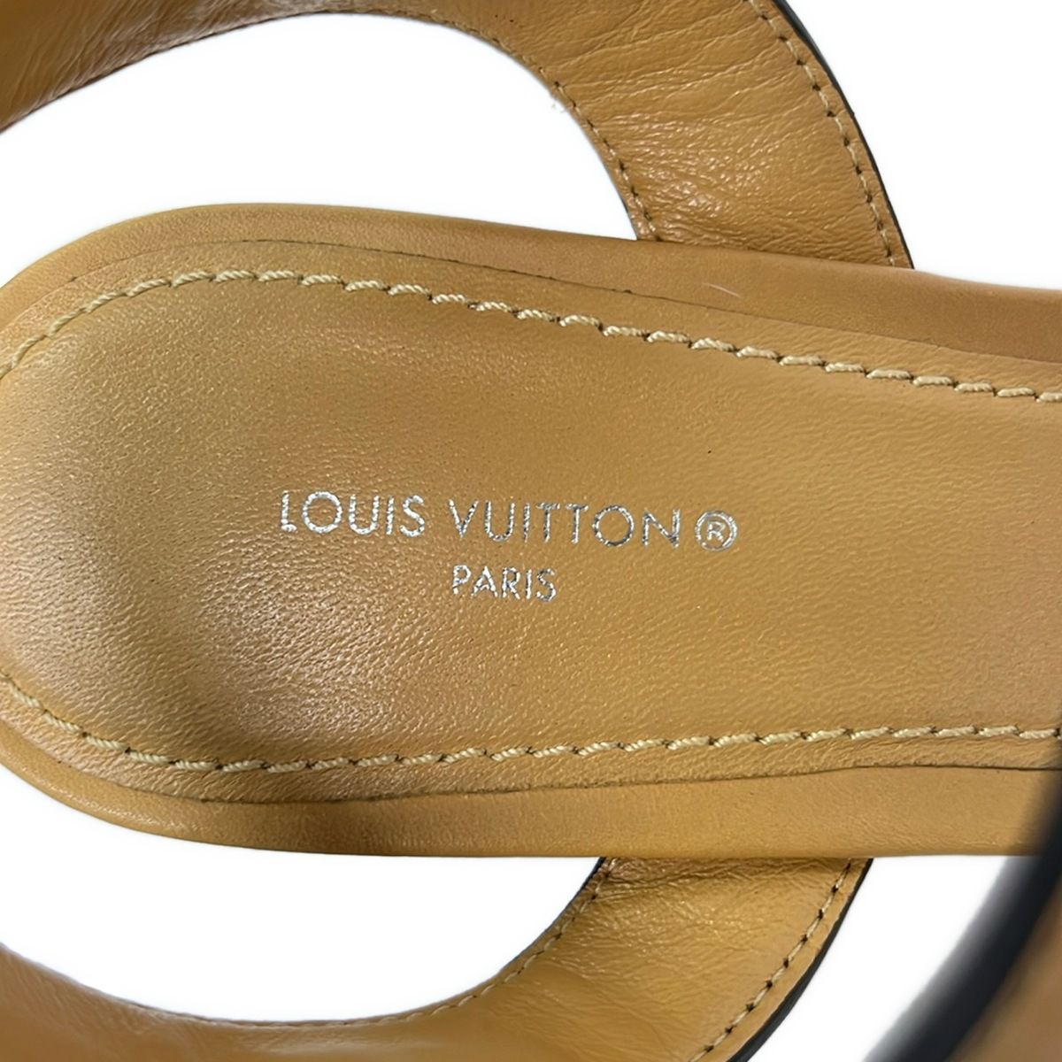 Louis Vuitton Sandals 38 Light Brown Perforated Espadrilles Wedge Sole Leather — view 5