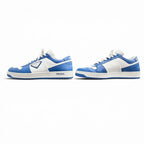 Prada Downtown Triangle Logo Leather Low Cut Sneakers Blue White 7 — view 2