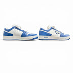 Prada Downtown Triangle Logo Leather Low Cut Sneakers Blue White 7 — view 3