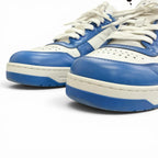 Prada Downtown Triangle Logo Leather Low Cut Sneakers Blue White 7 — view 6