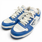 Prada Downtown Triangle Logo Leather Low Cut Sneakers Blue White 7