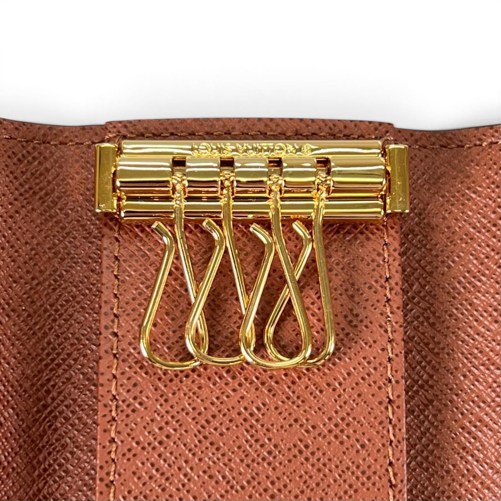 Louis Vuitton Key Case Multicles 4 Monogram Canvas Brown Gold Key Holder — view 6