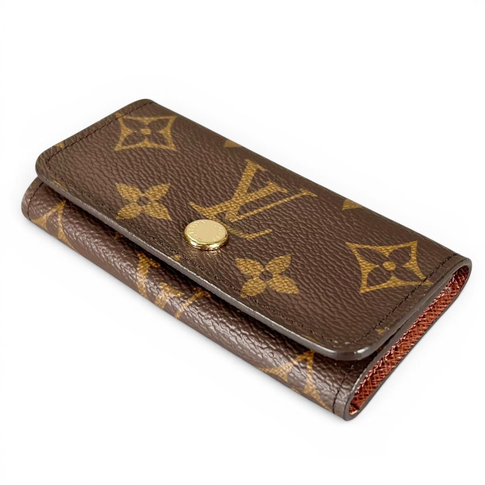 Louis Vuitton Key Case Multicles 4 Monogram Canvas Brown Gold Key Holder — view 4