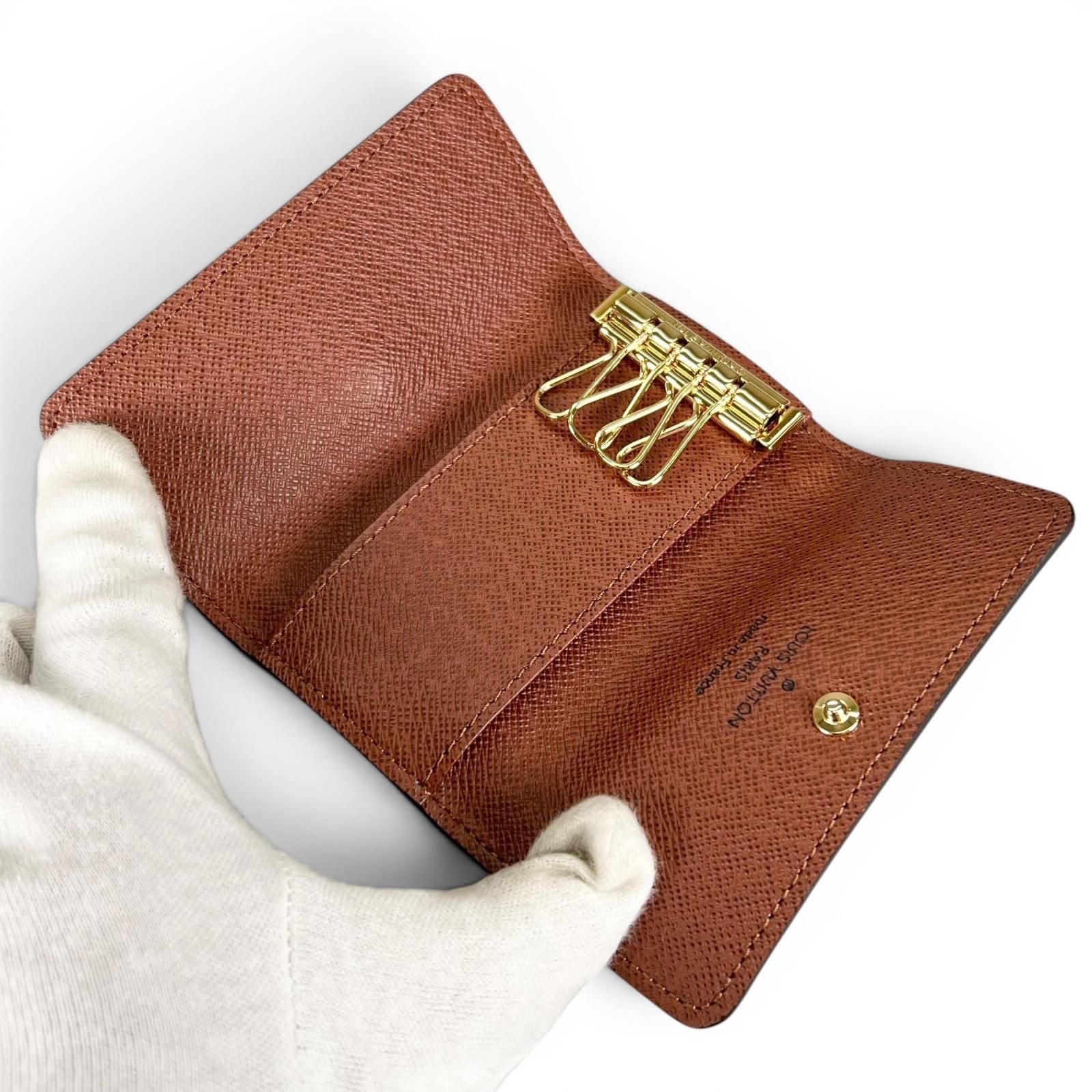 Louis Vuitton Key Case Multicles 4 Monogram Canvas Brown Gold Key Holder — view 5