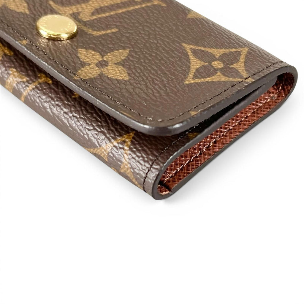 Louis Vuitton Key Case Multicles 4 Monogram Canvas Brown Gold Key Holder — view 7