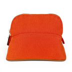 Hermes Bolide Pouch Mini Toile Ash Cosmetics Travel Case Orange