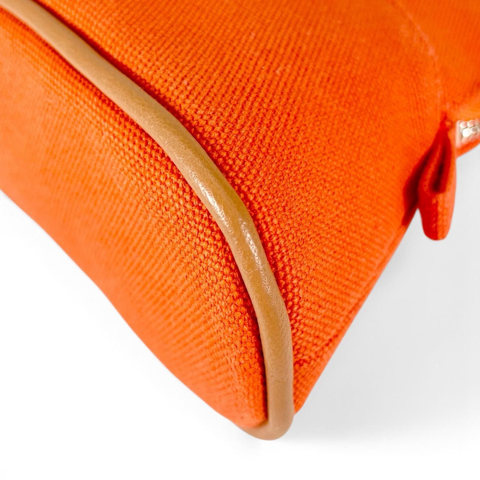 Hermes Bolide Pouch Mini Toile Ash Cosmetics Travel Case Orange — view 4