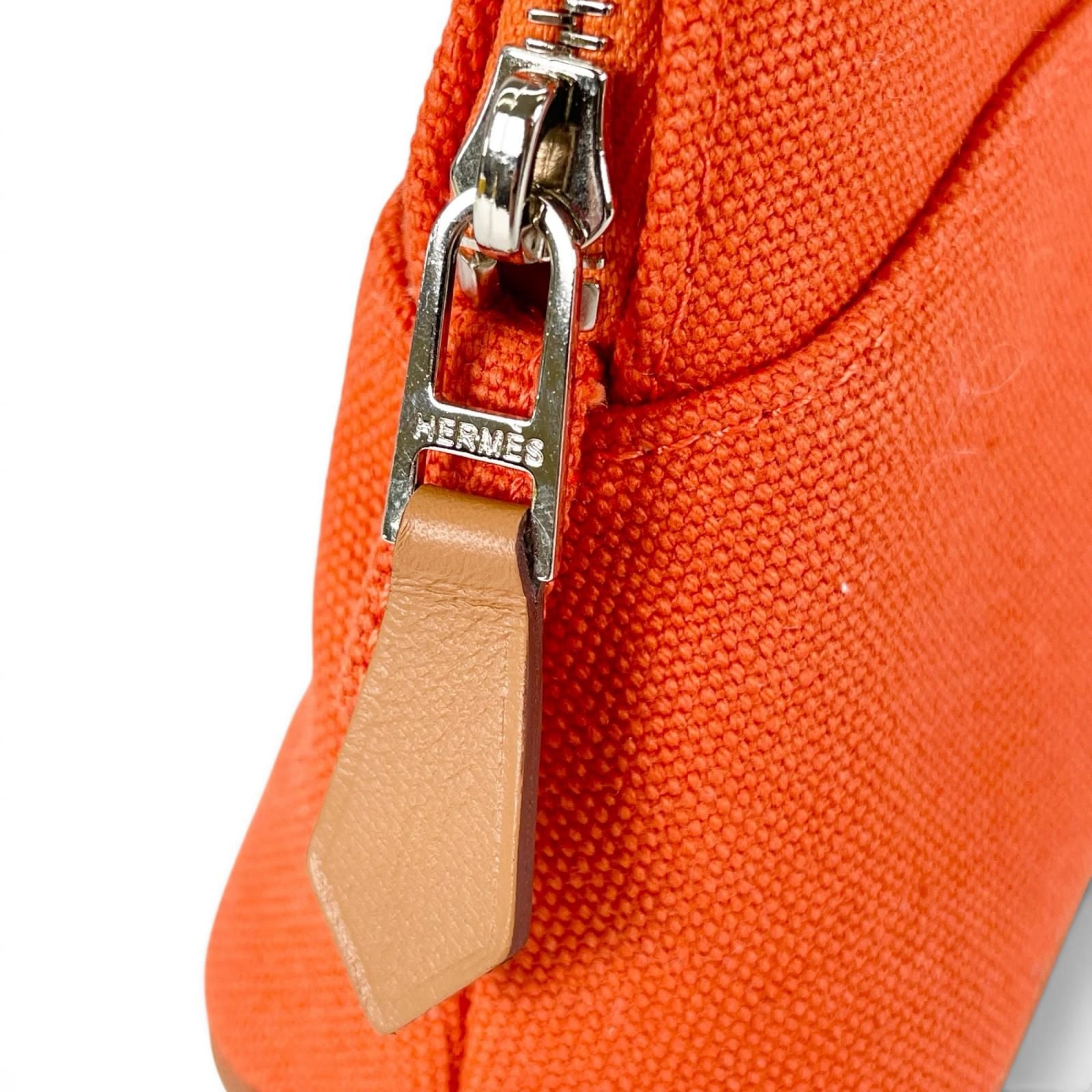 Hermes Bolide Pouch Mini Toile Ash Cosmetics Travel Case Orange — view 7