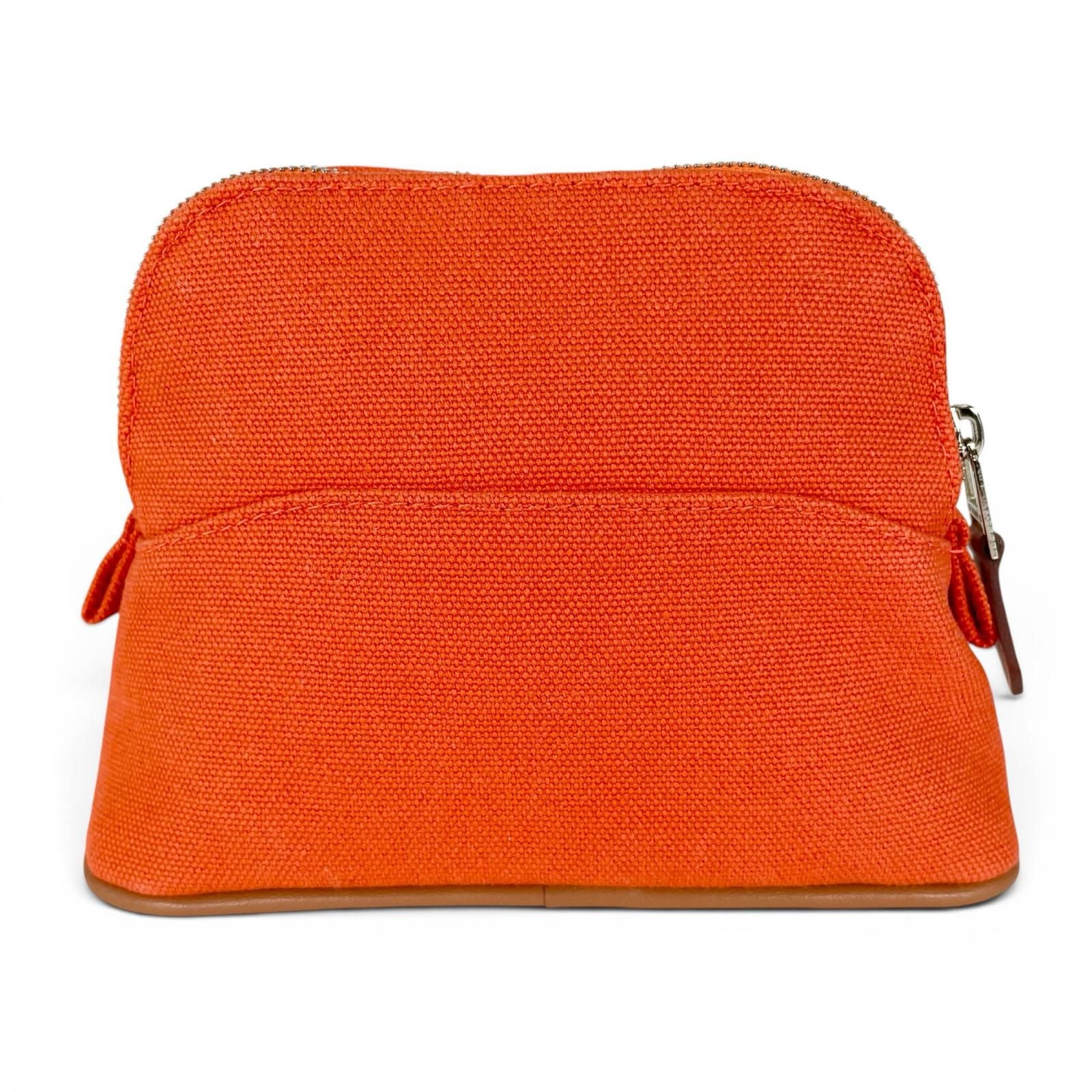 Hermes Bolide Pouch Mini Toile Ash Cosmetics Travel Case Orange — view 2