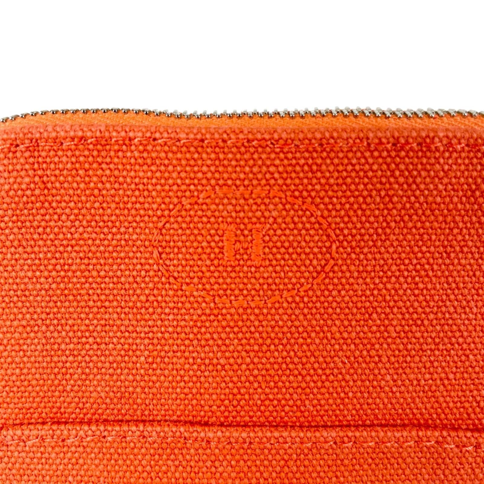 Hermes Bolide Pouch Mini Toile Ash Cosmetics Travel Case Orange — view 6