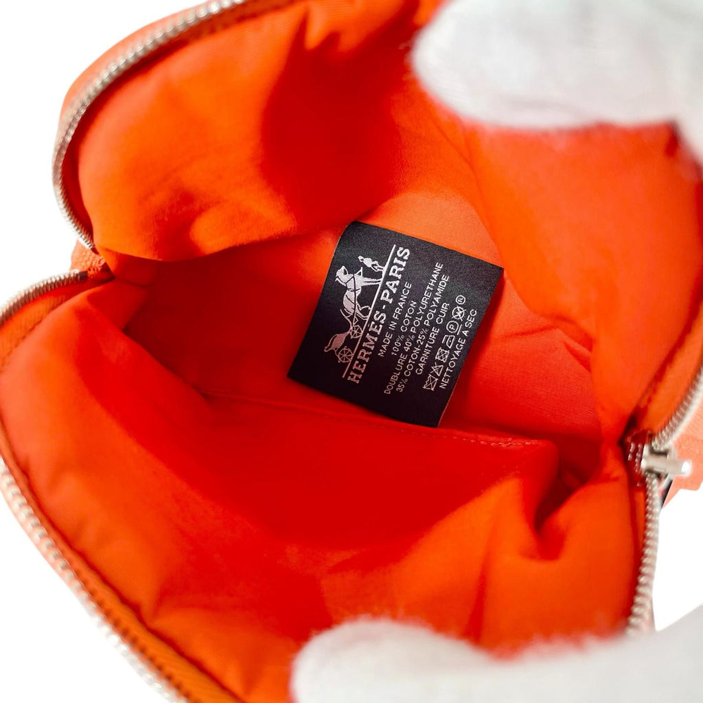 Hermes Bolide Pouch Mini Toile Ash Cosmetics Travel Case Orange — view 5