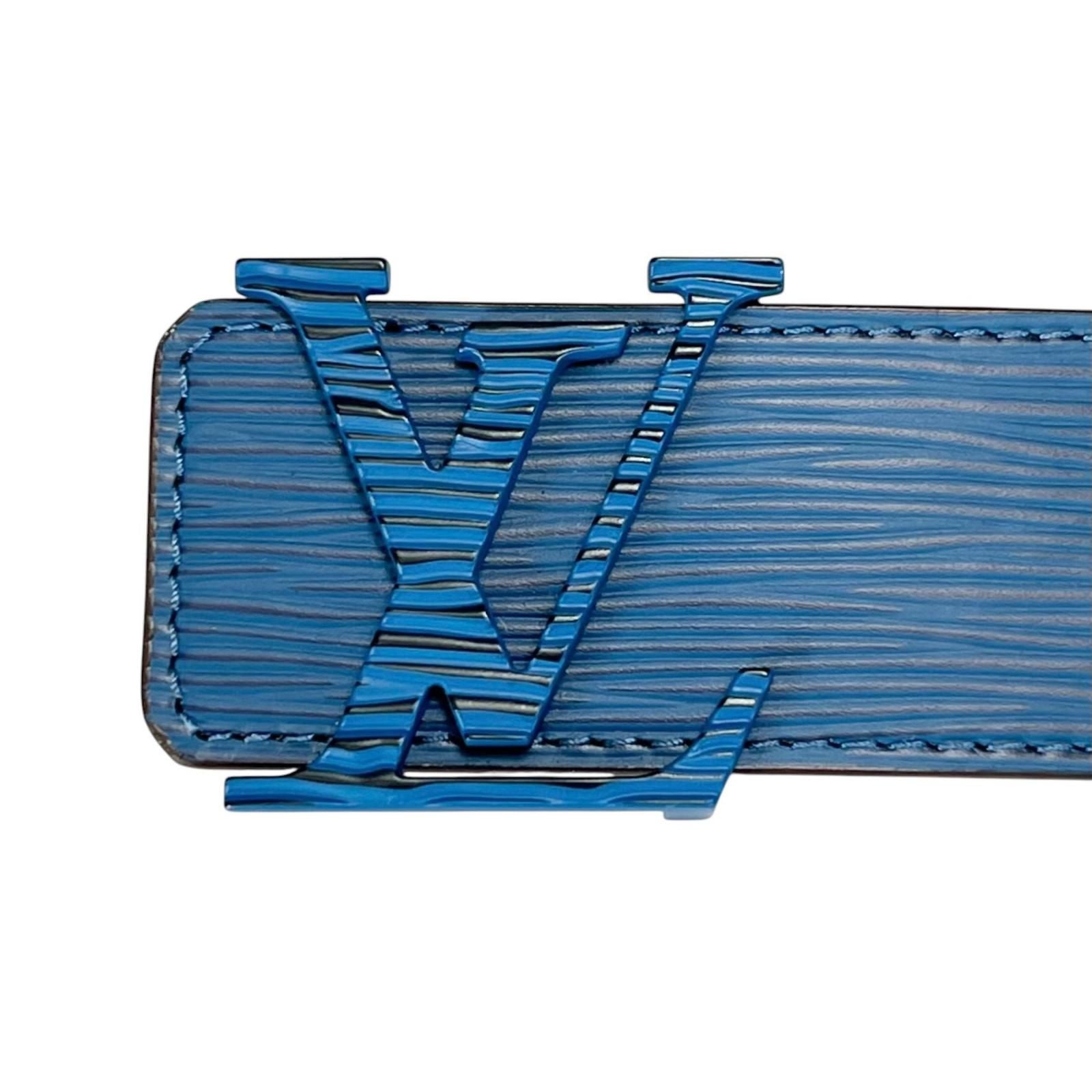 Louis Vuitton Ceinture LV Initial 40 Epi Leather Belt Blue Brown — view 6