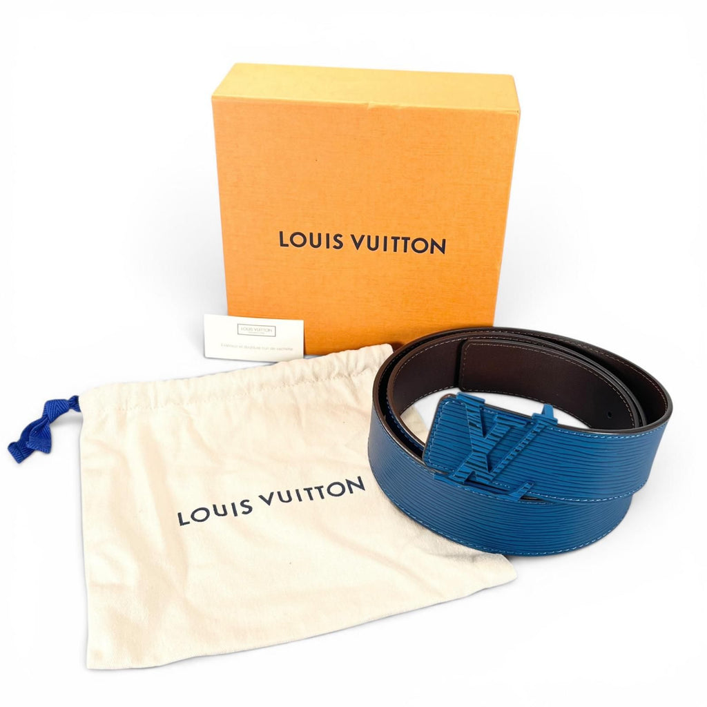 Louis Vuitton Ceinture LV Initial 40 Epi Leather Belt Blue Brown — view 2