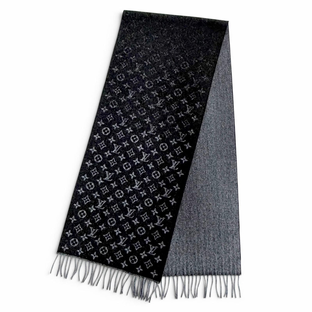 Louis Vuitton Echarpe Monogram Gradient Cashmere Wool Scarf Black — view 2