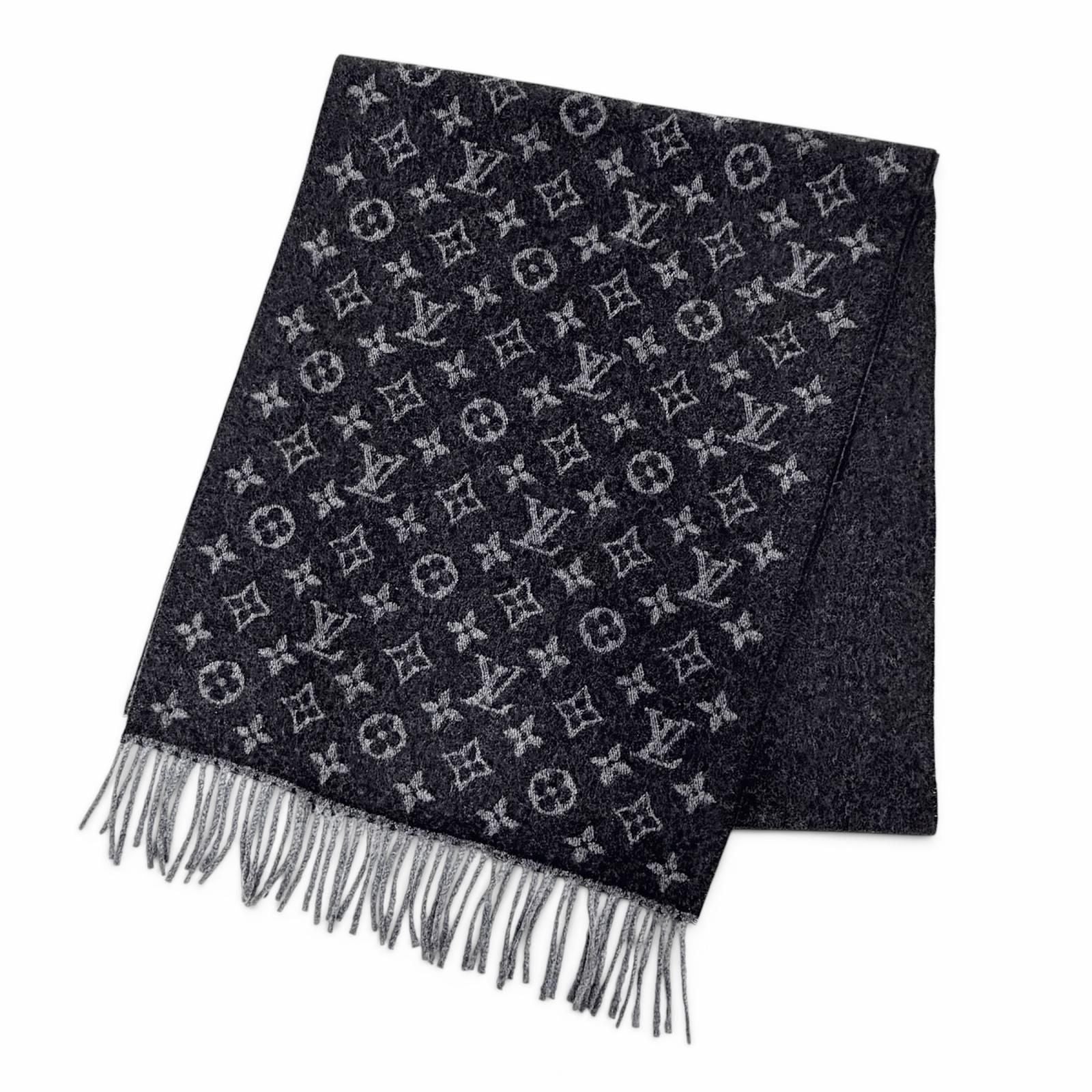 Louis Vuitton Echarpe Monogram Gradient Cashmere Wool Scarf Black