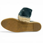 Chanel CC Logo Eco Pearl Suede Leather Espadrilles Slip on Green Black — view 7